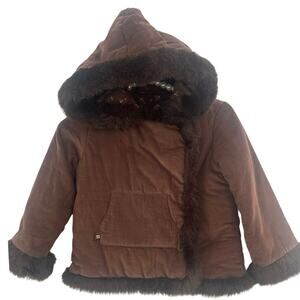 Babygap corduroy winter jacket coat fur trim Sz 5T 100% Cotton